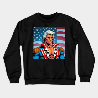 Founding Bro: George Washington with American Flag Crewneck Sweatshirt